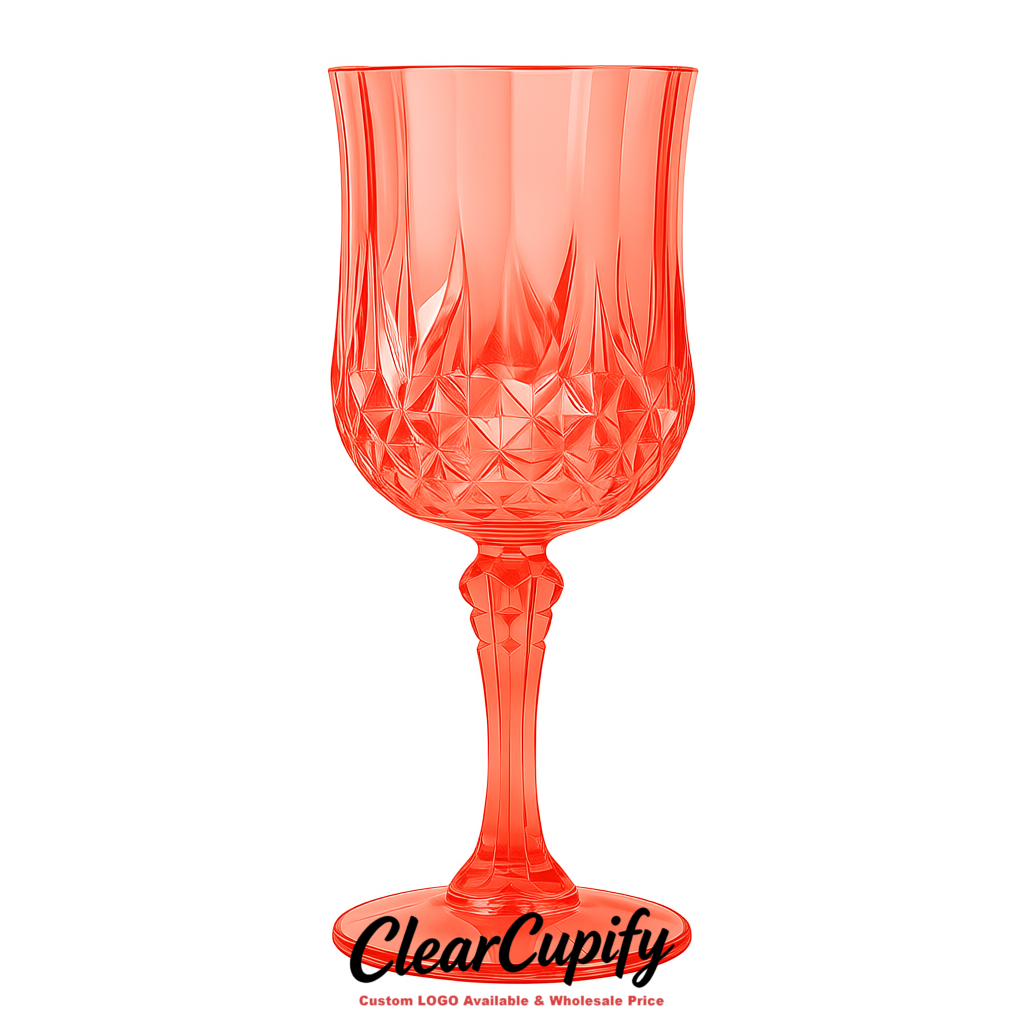 Coral 7oz Acrylic Plastic Wine Goblets - 2.7 x 6.7 inches Party & Wedding Wine Glasses