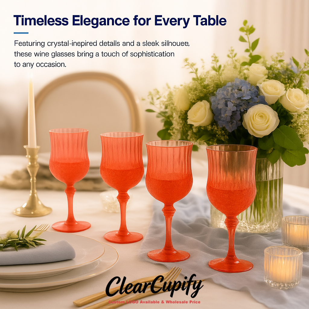 Coral 7oz Acrylic Plastic Wine Goblets - 2.7 x 6.7 inches Party & Wedding Wine Glasses