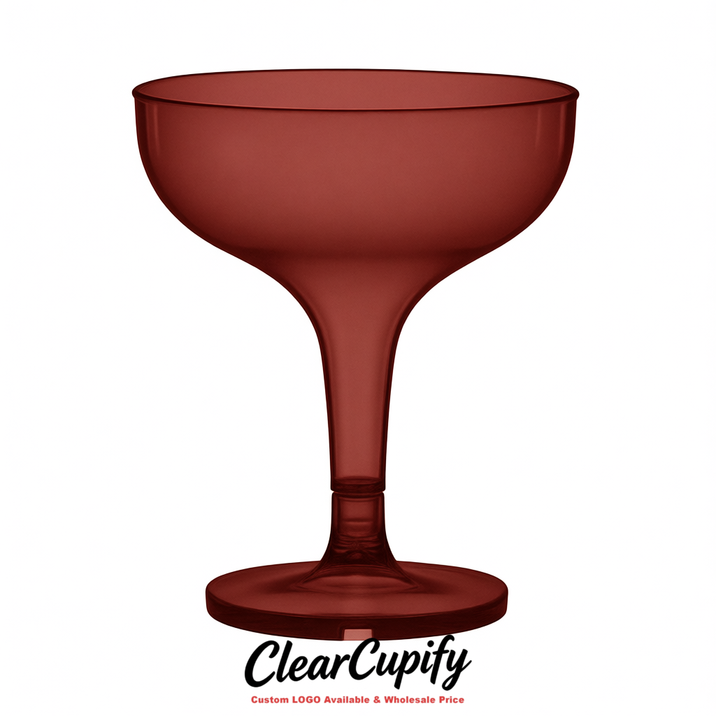 Crimson 5oz Stackable Plastic Martini Glasses 4.13x3.14 inches/10.5x8 cm For Champagne Tower