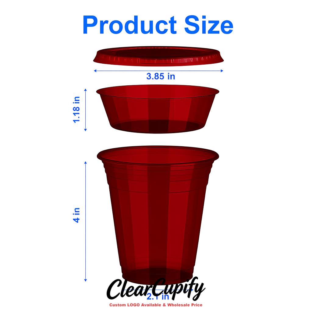 Crimson 12 oz Disposable Plastic Parfait Cups with Insert & Flat lids 3.85 x 2.1 x 4 inches