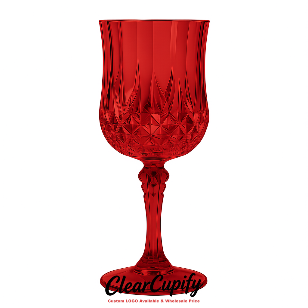 Crimson 7oz Acrylic Plastic Wine Goblets - 2.7 x 6.7 inches Party & Wedding Wine Glasses