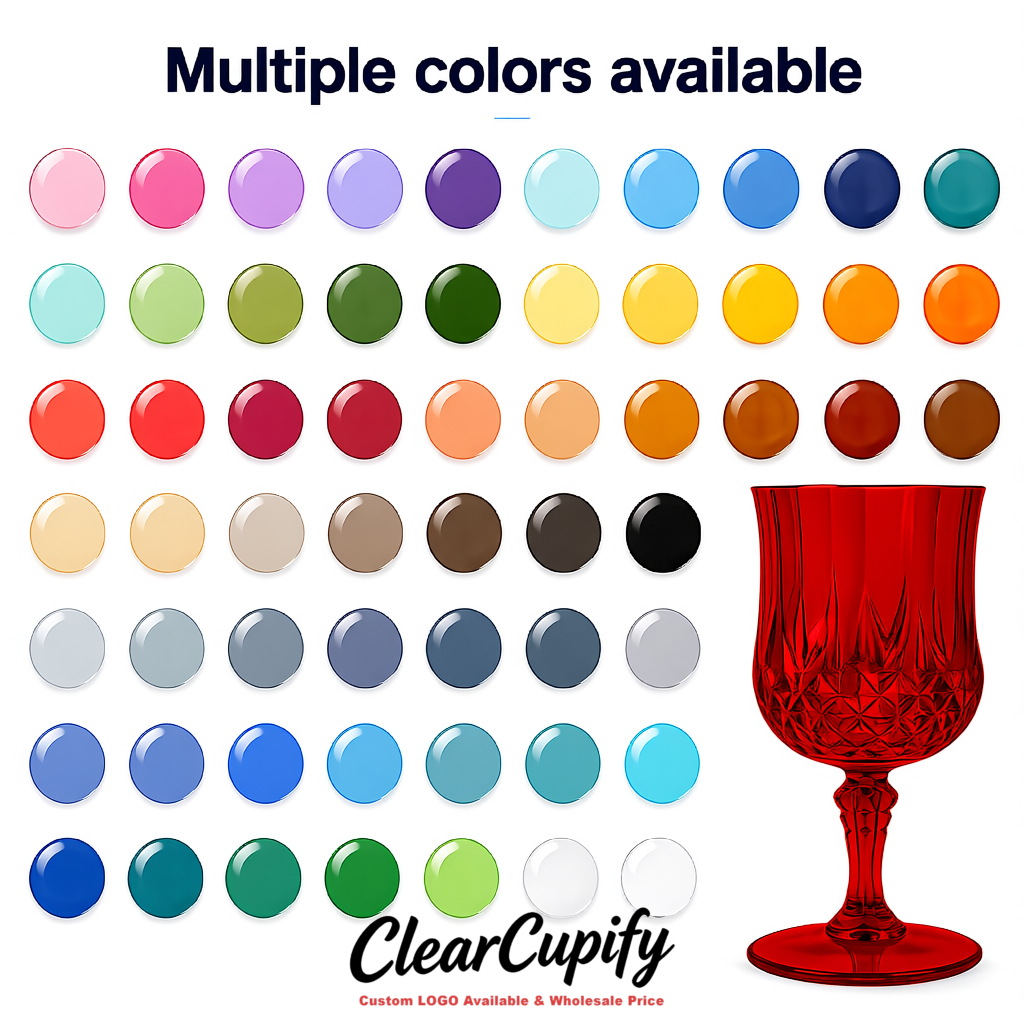 Crimson 7oz Acrylic Plastic Wine Goblets - 2.7 x 6.7 inches Party & Wedding Wine Glasses