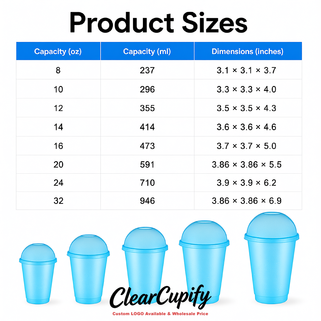 Cyan 16 oz Plastic Slushie Cups with Dome Lid & Detachable Spoon Straws for Milkshake, Boba, Smoothies, Iced Coffee