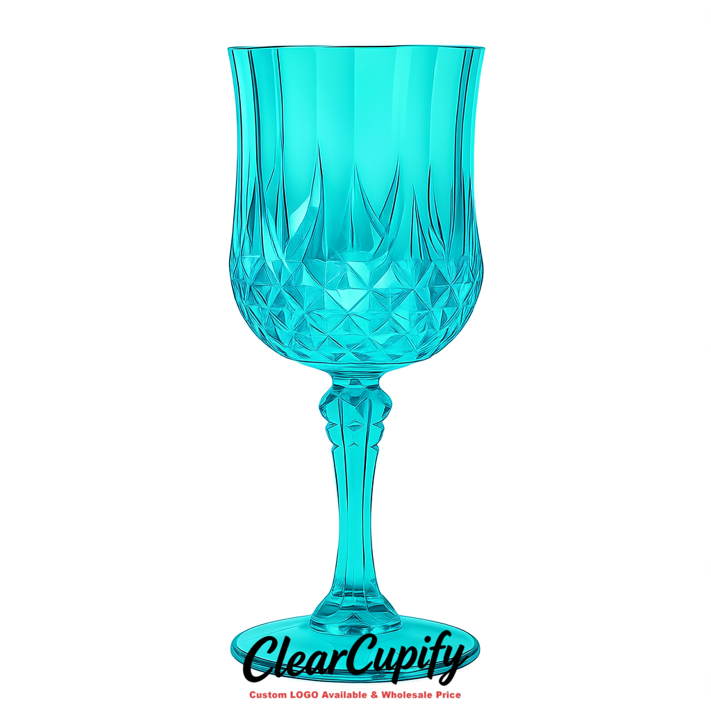 Cyan 7oz Acrylic Plastic Wine Goblets - 2.7 x 6.7 inches Party & Wedding Wine Glasses