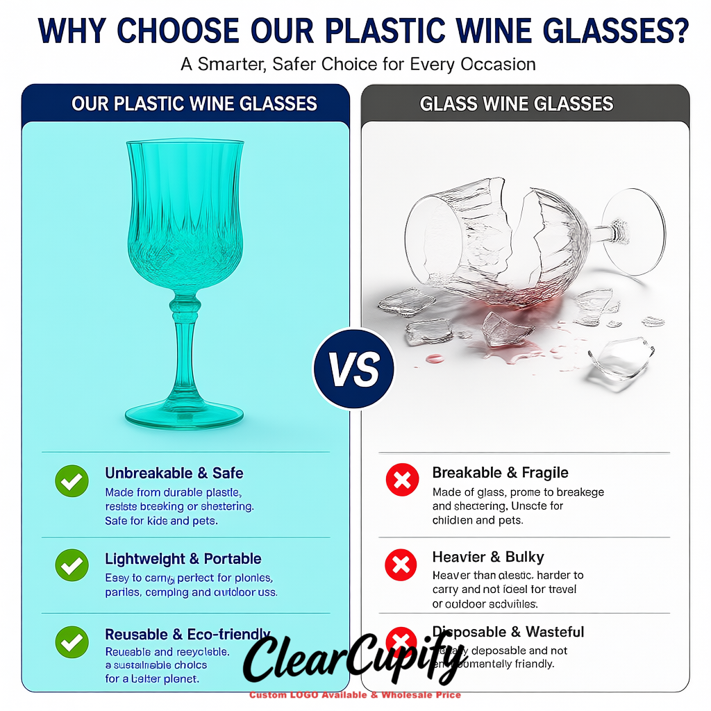 Cyan 7oz Acrylic Plastic Wine Goblets - 2.7 x 6.7 inches Party & Wedding Wine Glasses
