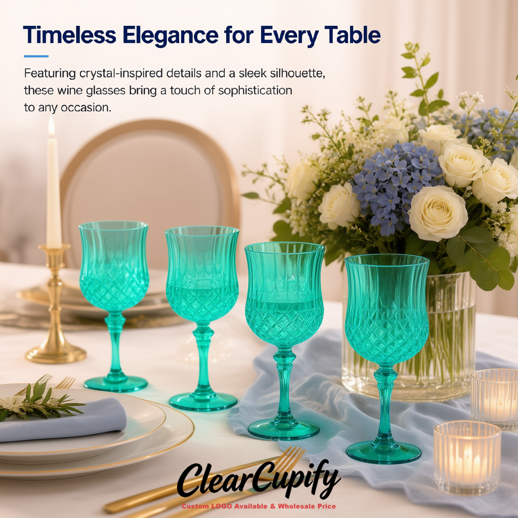 Cyan 7oz Acrylic Plastic Wine Goblets - 2.7 x 6.7 inches Party & Wedding Wine Glasses