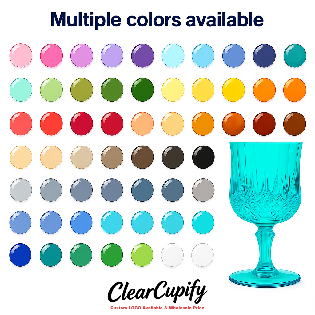 Cyan 7oz Acrylic Plastic Wine Goblets - 2.7 x 6.7 inches Party & Wedding Wine Glasses