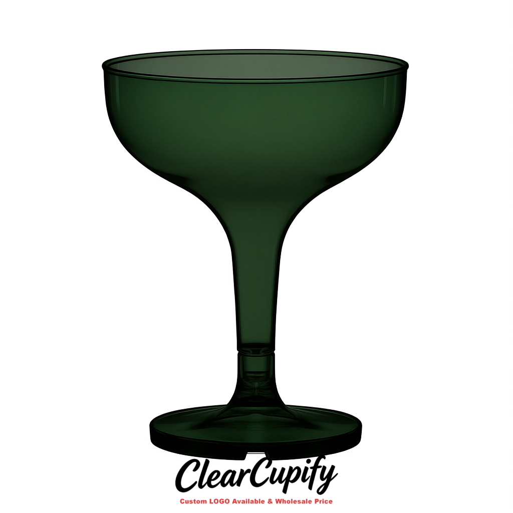 Dark Green 5oz Stackable Plastic Martini Glasses 4.13x3.14 inches/10.5x8 cm For Champagne Tower
