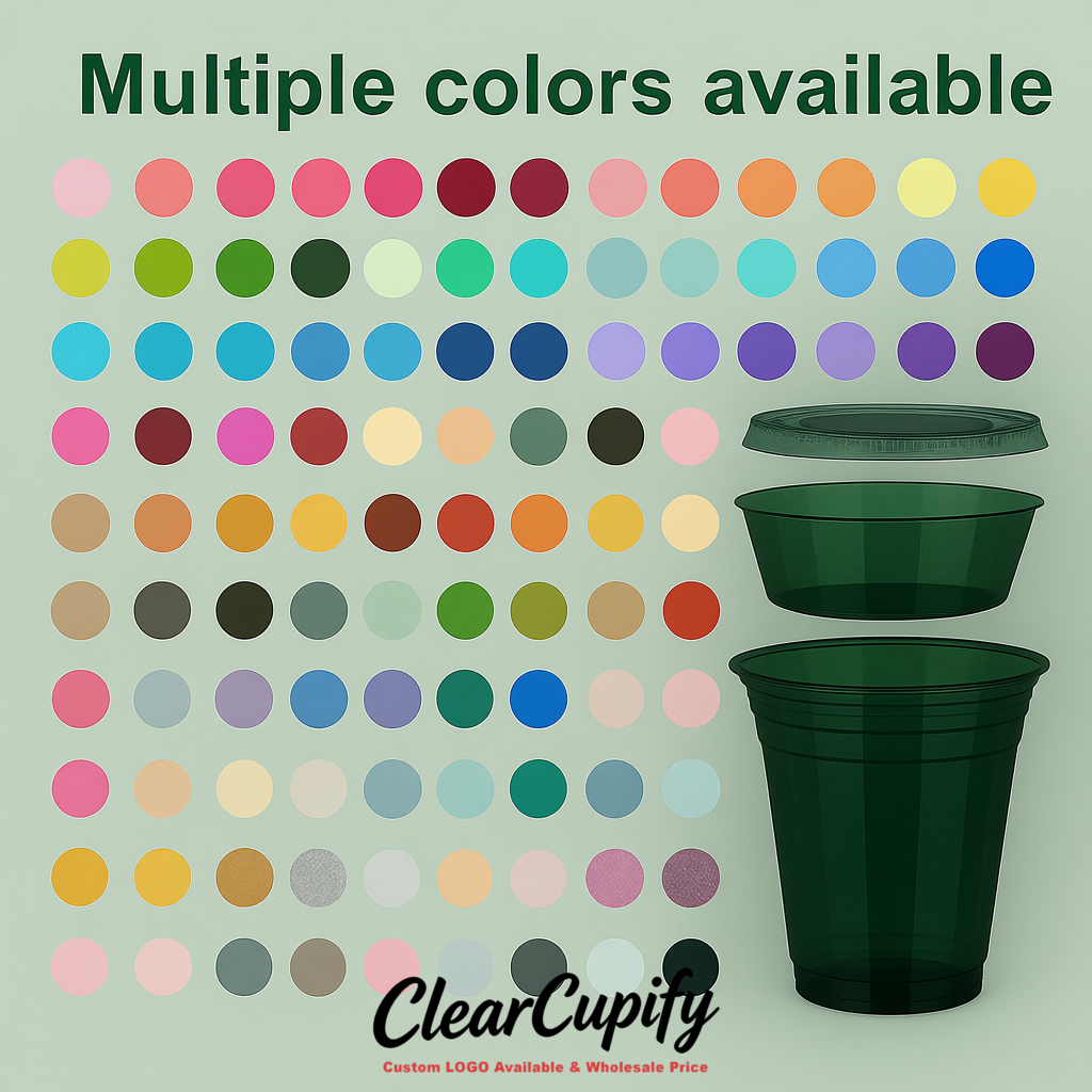 Dark Green 12 oz Disposable Plastic Parfait Cups with Insert & Flat lids 3.85 x 2.1 x 4 inches