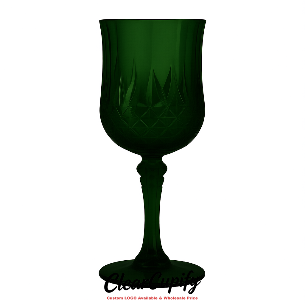 Dark Green 7oz Acrylic Plastic Wine Goblets - 2.7 x 6.7 inches Party & Wedding Wine Glasses