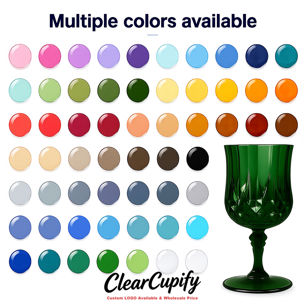 Dark Green 7oz Acrylic Plastic Wine Goblets - 2.7 x 6.7 inches Party & Wedding Wine Glasses