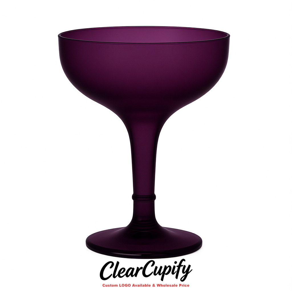 Dark Violet 5oz Stackable Plastic Martini Glasses 4.13x3.14 inches/10.5x8 cm For Champagne Tower
