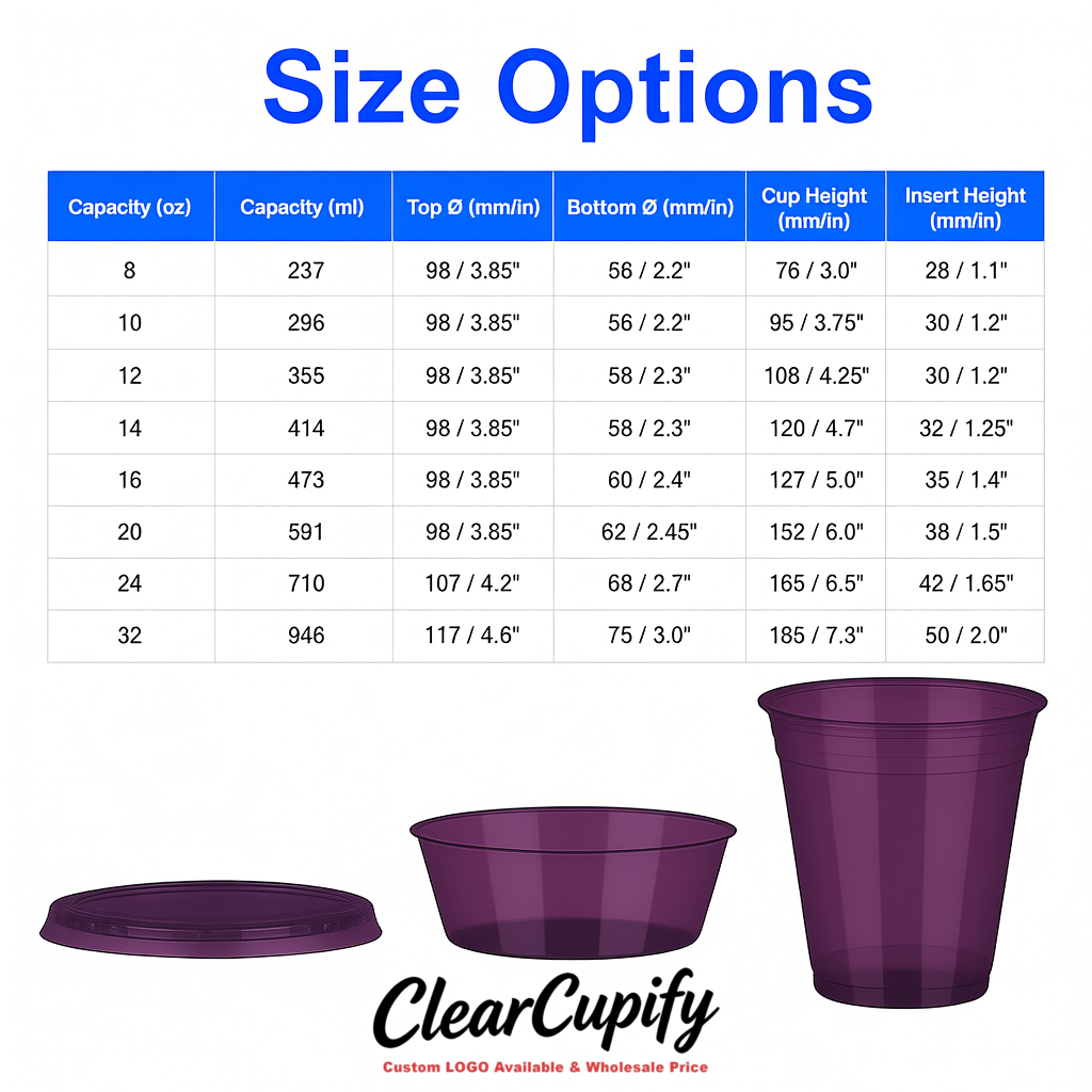 Dark Violet 12 oz Disposable Plastic Parfait Cups with Insert & Flat lids 3.85 x 2.1 x 4 inches