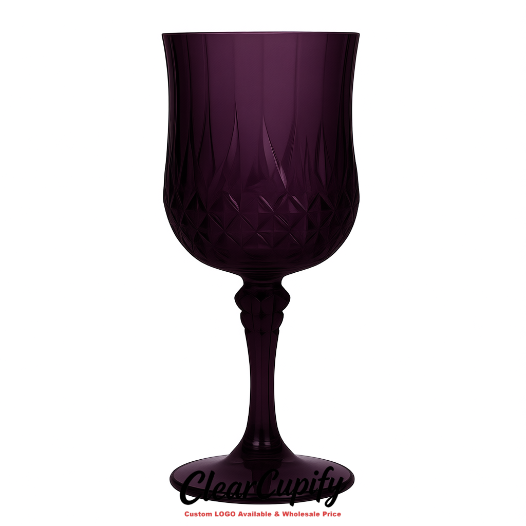 Dark Violet 7oz Acrylic Plastic Wine Goblets - 2.7 x 6.7 inches Party & Wedding Wine Glasses