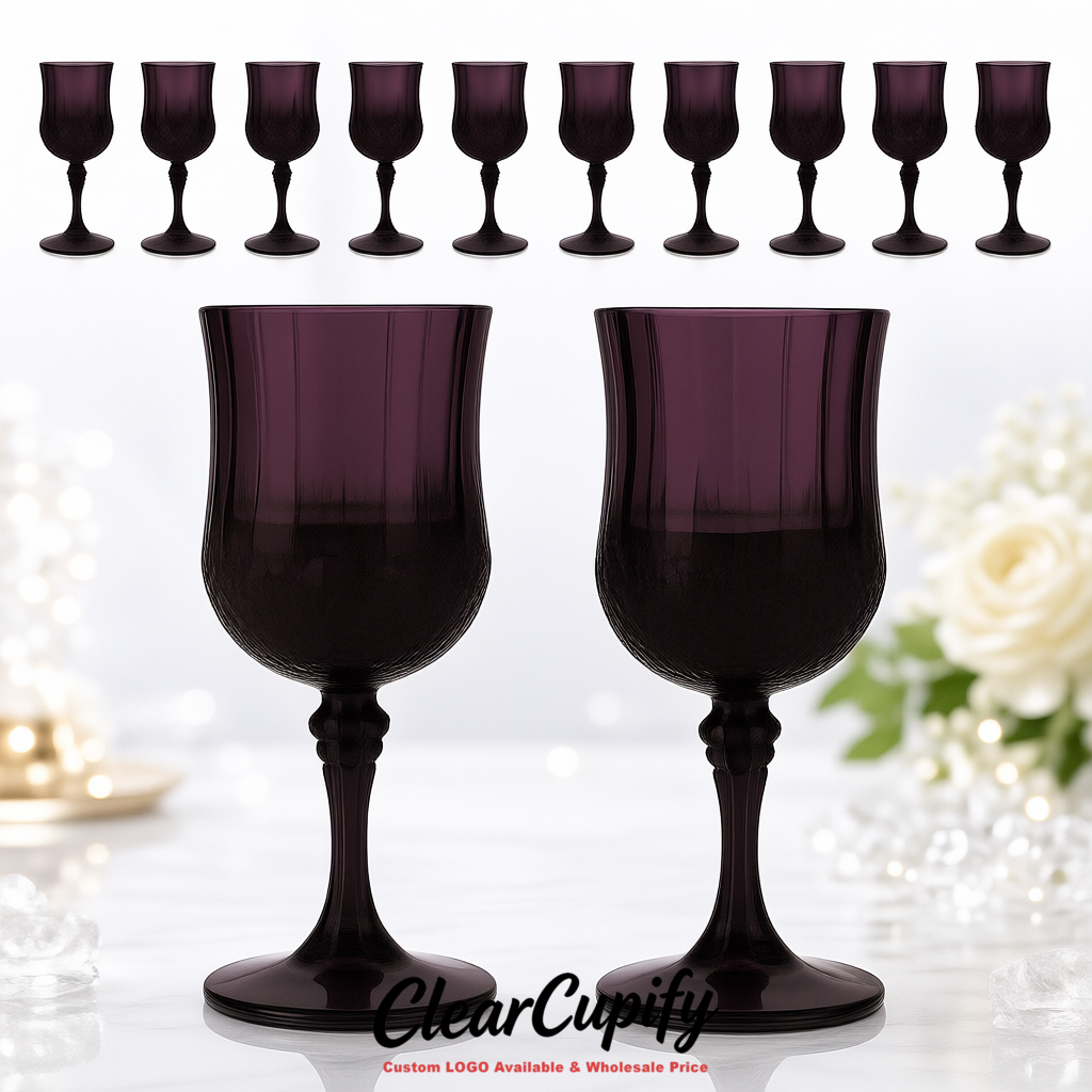 Dark Violet 7oz Acrylic Plastic Wine Goblets - 2.7 x 6.7 inches Party & Wedding Wine Glasses