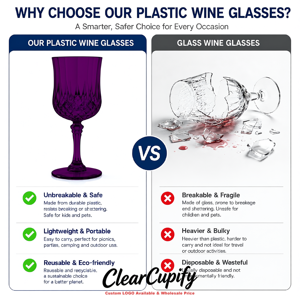 Dark Violet 7oz Acrylic Plastic Wine Goblets - 2.7 x 6.7 inches Party & Wedding Wine Glasses