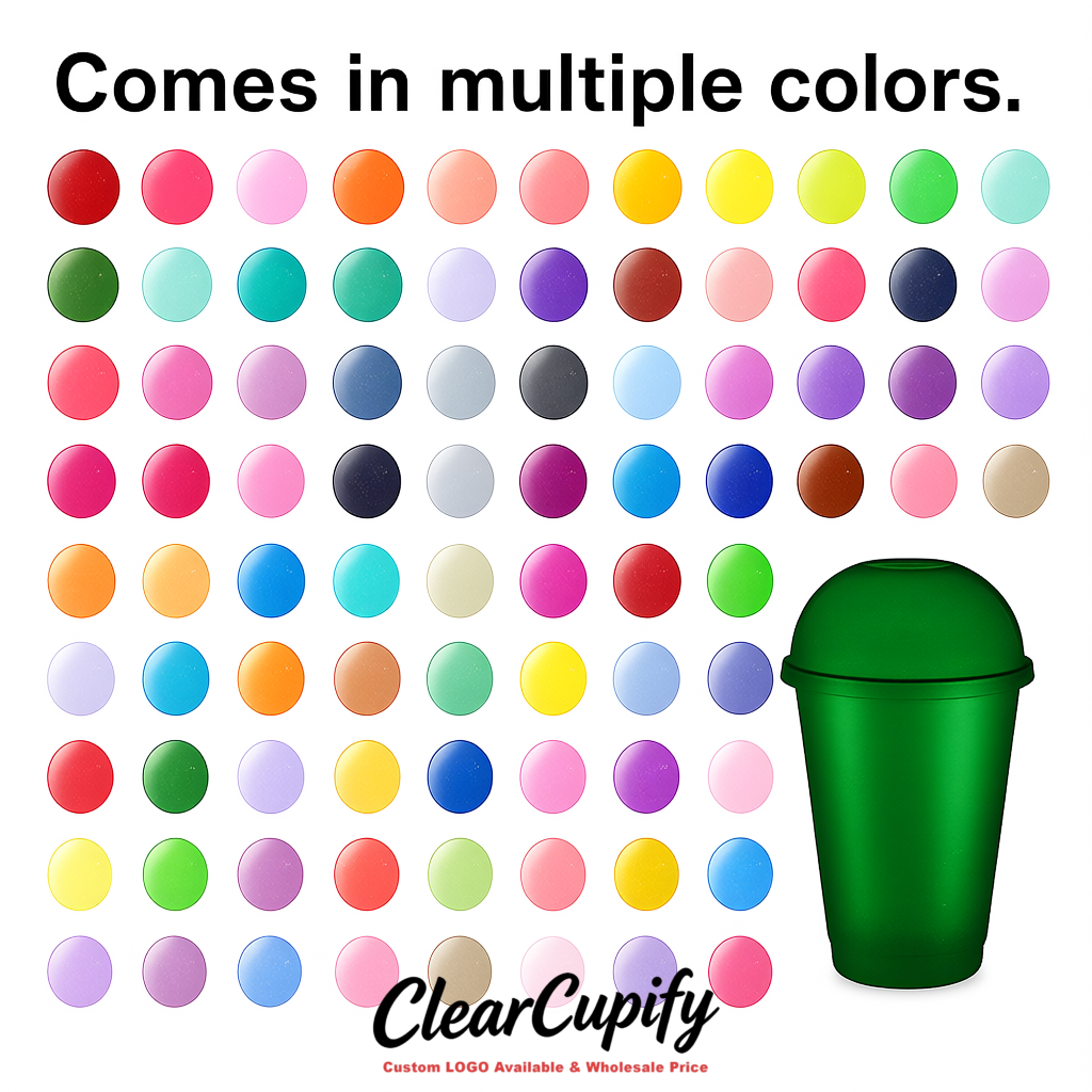 Emerald Green 16 oz Plastic Slushie Cups with Dome Lid & Detachable Spoon Straws for Milkshake, Boba, Smoothies, Iced Coffee