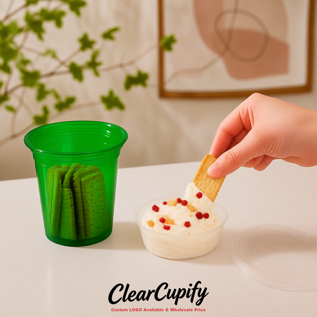 Emerald Green 12 oz Disposable Plastic Parfait Cups with Insert & Flat lids 3.85 x 2.1 x 4 inches