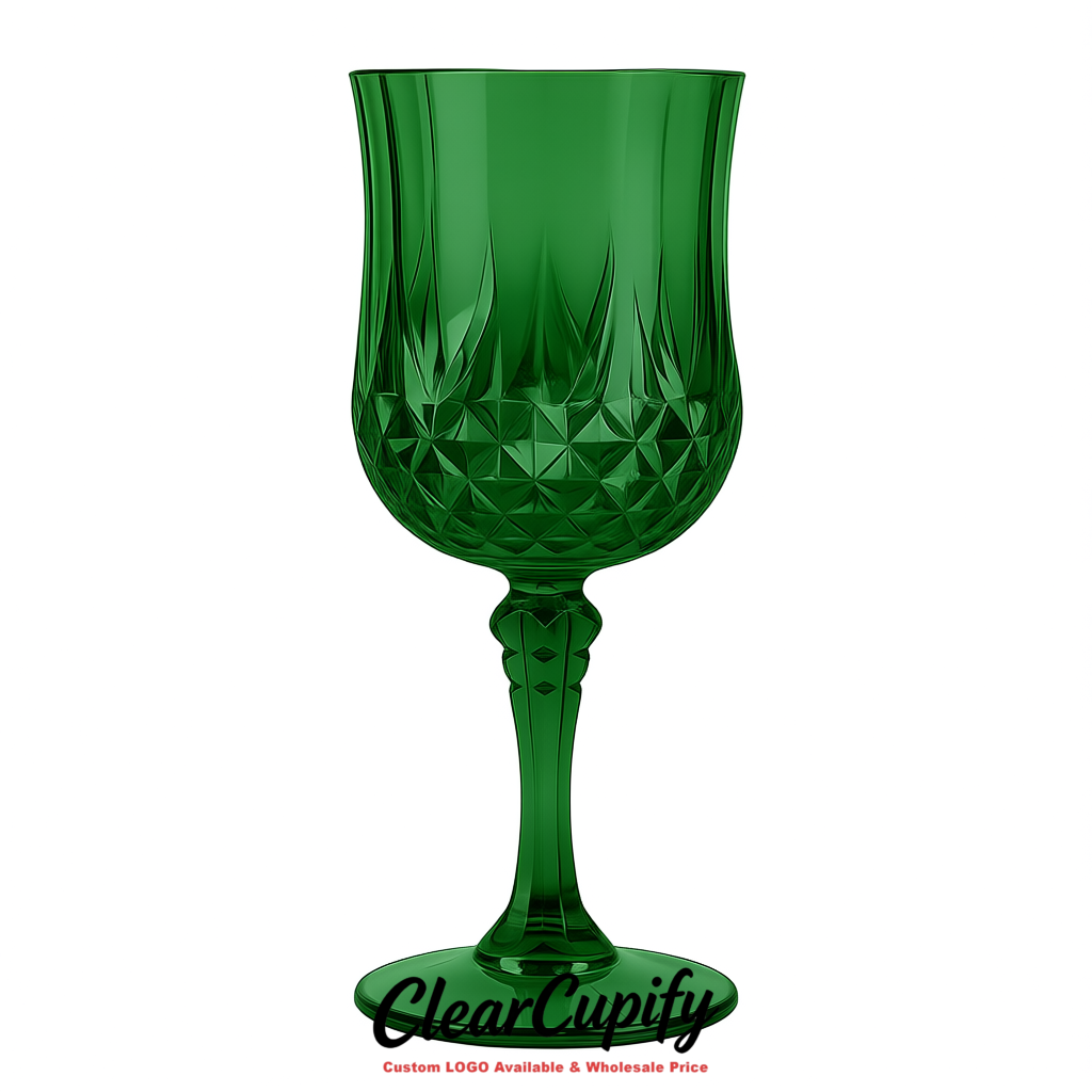 Emerald Green 7oz Acrylic Plastic Wine Goblets - 2.7 x 6.7 inches Party & Wedding Wine Glasses