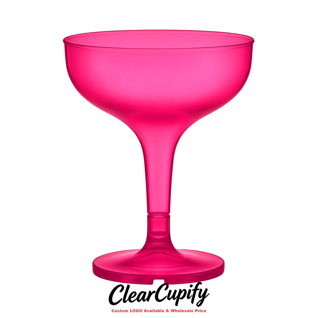 Fuchsia 5oz Stackable Plastic Martini Glasses 4.13x3.14 inches/10.5x8 cm For Champagne Tower