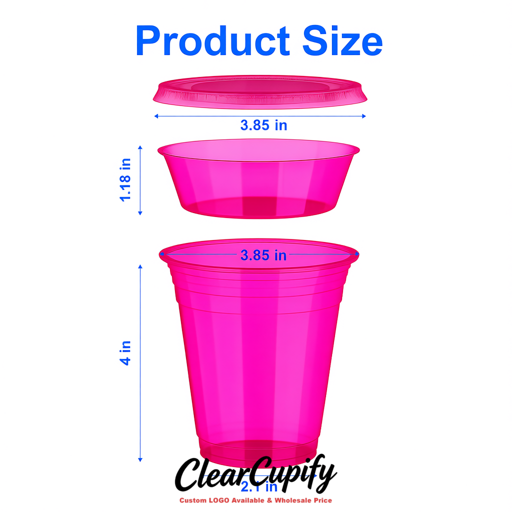Fuchsia 12 oz Disposable Plastic Parfait Cups with Insert & Flat lids 3.85 x 2.1 x 4 inches