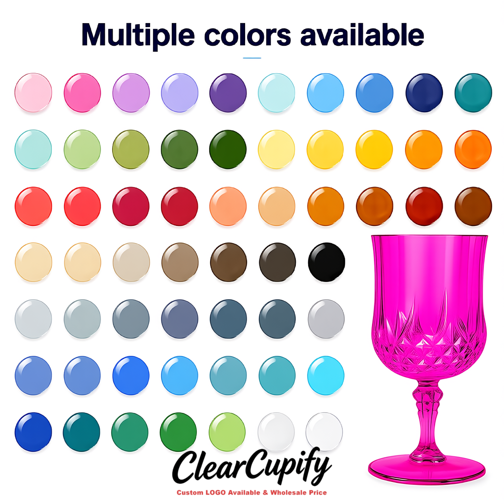 Fuchsia 7oz Acrylic Plastic Wine Goblets - 2.7 x 6.7 inches Party & Wedding Wine Glasses