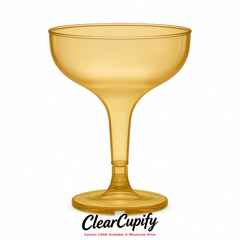 Gold 5oz Stackable Plastic Martini Glasses 4.13x3.14 inches/10.5x8 cm For Champagne Tower