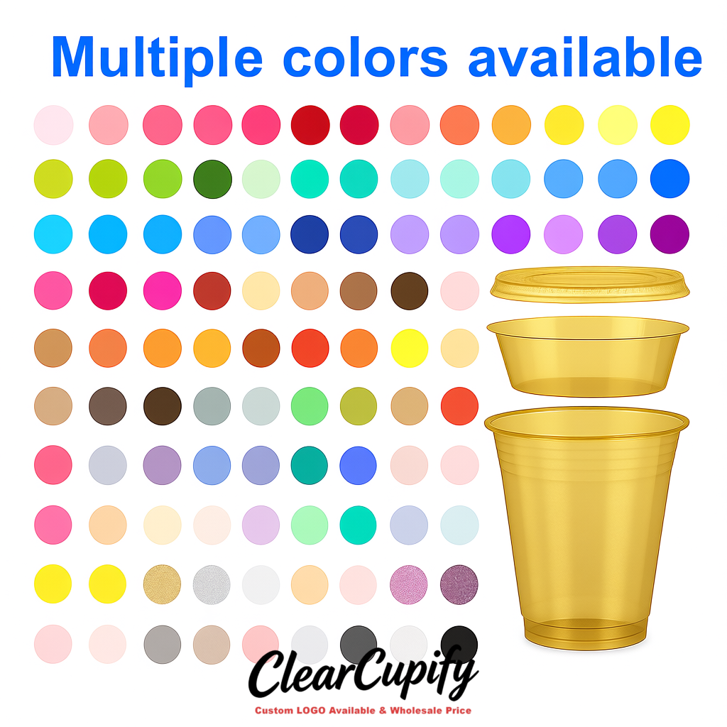 Gold 12 oz Disposable Plastic Parfait Cups with Insert & Flat lids 3.85 x 2.1 x 4 inches