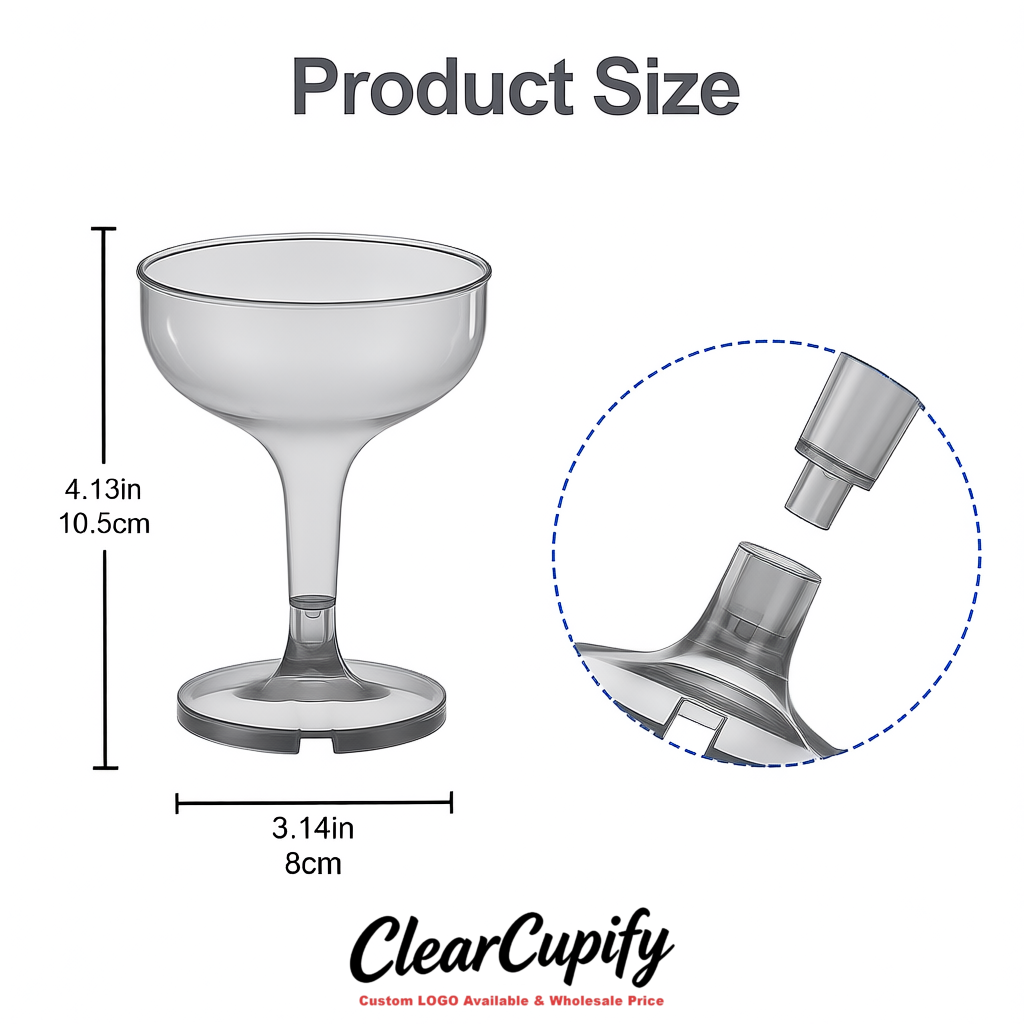 Gray 5oz Stackable Plastic Martini Glasses 4.13x3.14 inches/10.5x8 cm For Champagne Tower