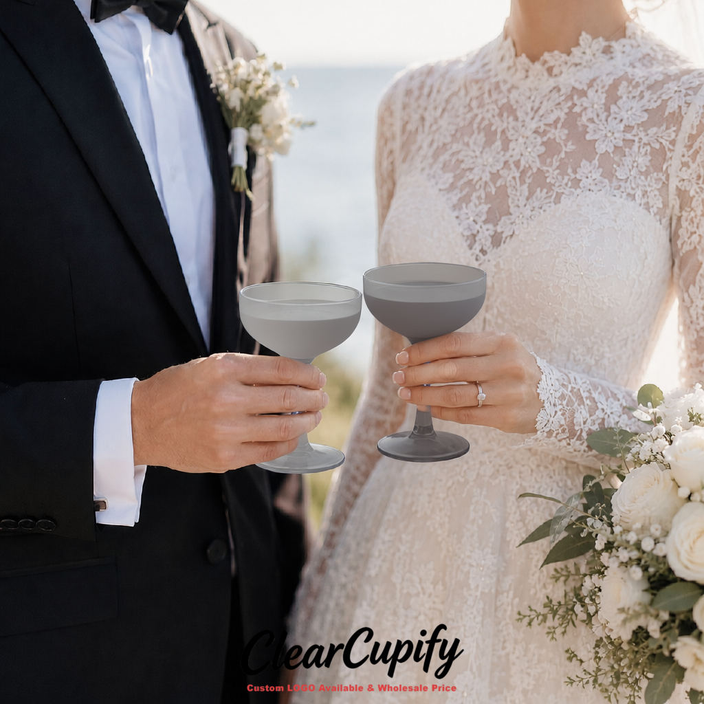 Gray 5oz Stackable Plastic Martini Glasses 4.13x3.14 inches/10.5x8 cm For Champagne Tower