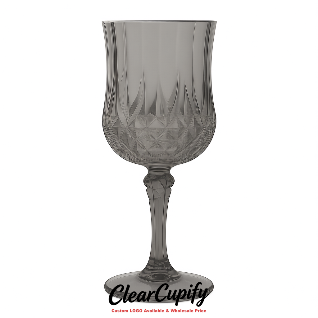 Gray 7oz Acrylic Plastic Wine Goblets - 2.7 x 6.7 inches Party & Wedding Wine Glasses
