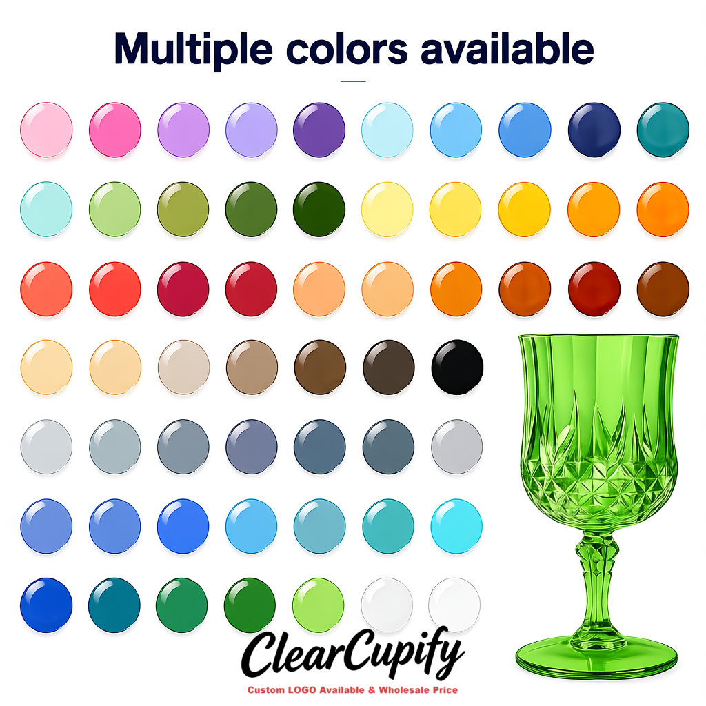 Green 7oz Acrylic Plastic Wine Goblets - 2.7 x 6.7 inches Party & Wedding Wine Glasses
