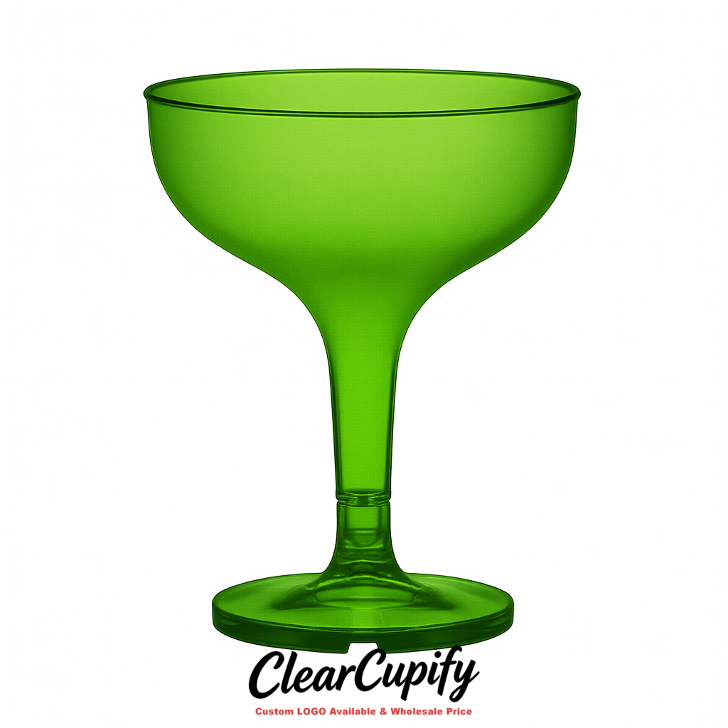 Green 5oz Stackable Plastic Martini Glasses 4.13x3.14 inches/10.5x8 cm For Champagne Tower
