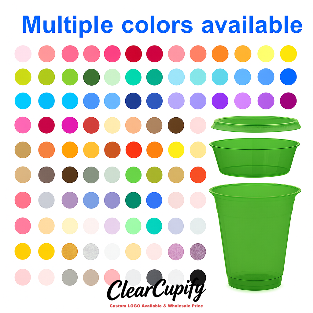 Green 12 oz Disposable Plastic Parfait Cups with Insert & Flat lids 3.85 x 2.1 x 4 inches