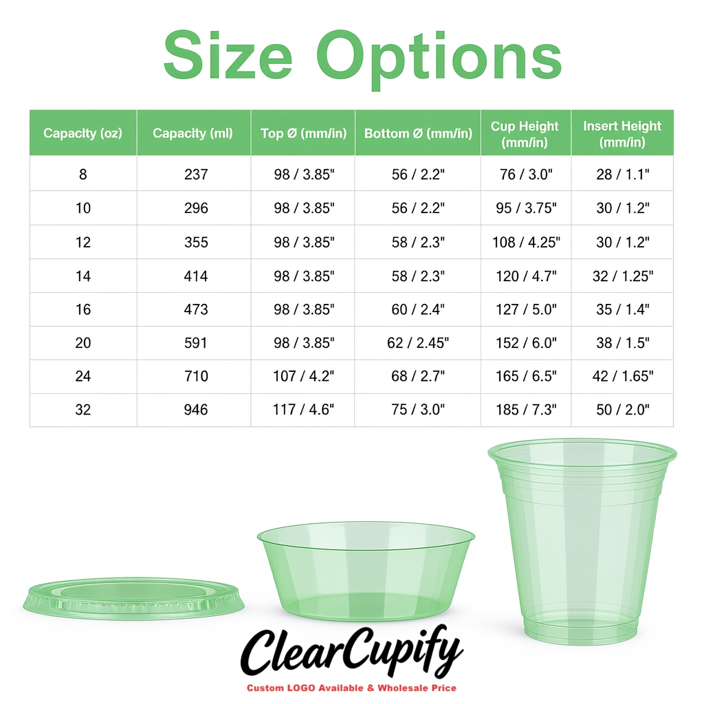 Green 12 oz Disposable Plastic Parfait Cups with Insert & Flat lids 3.85 x 2.1 x 4 inches