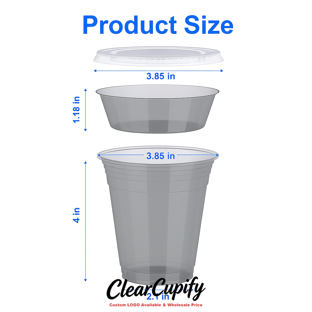 Greige 12 oz Disposable Plastic Parfait Cups with Insert & Flat lids 3.85 x 2.1 x 4 inches