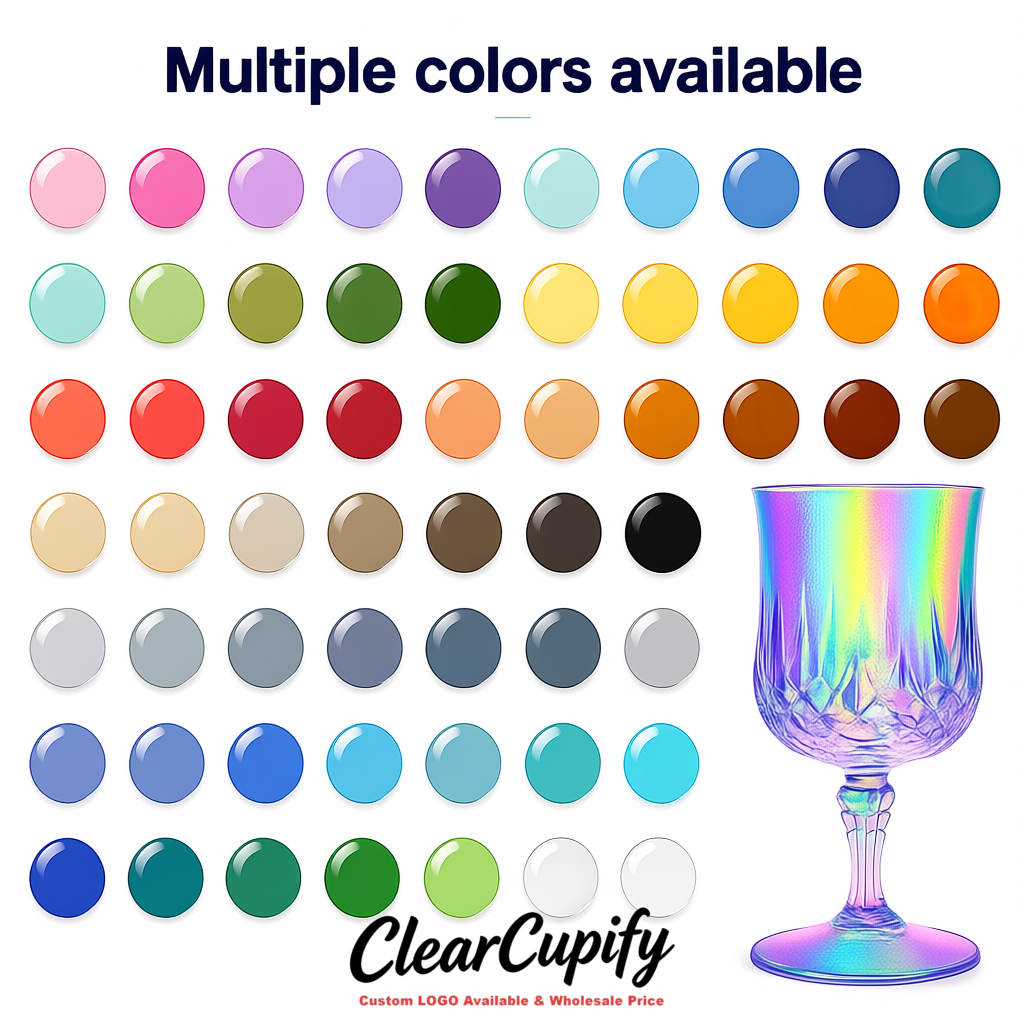 Holographic 7oz Acrylic Plastic Wine Goblets - 2.7 x 6.7 inches Party & Wedding Wine Glasses