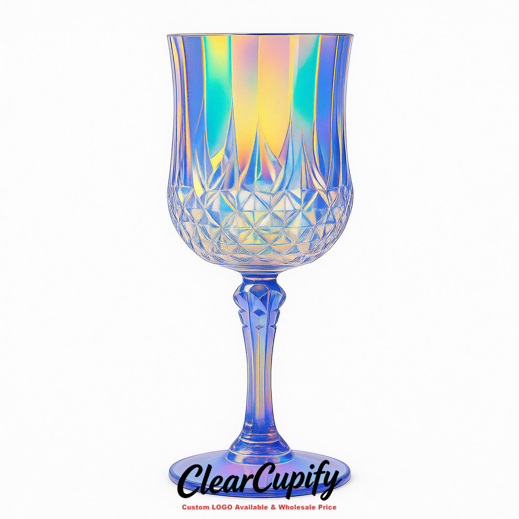 Holographic 7oz Acrylic Plastic Wine Goblets - 2.7 x 6.7 inches Party & Wedding Wine Glasses