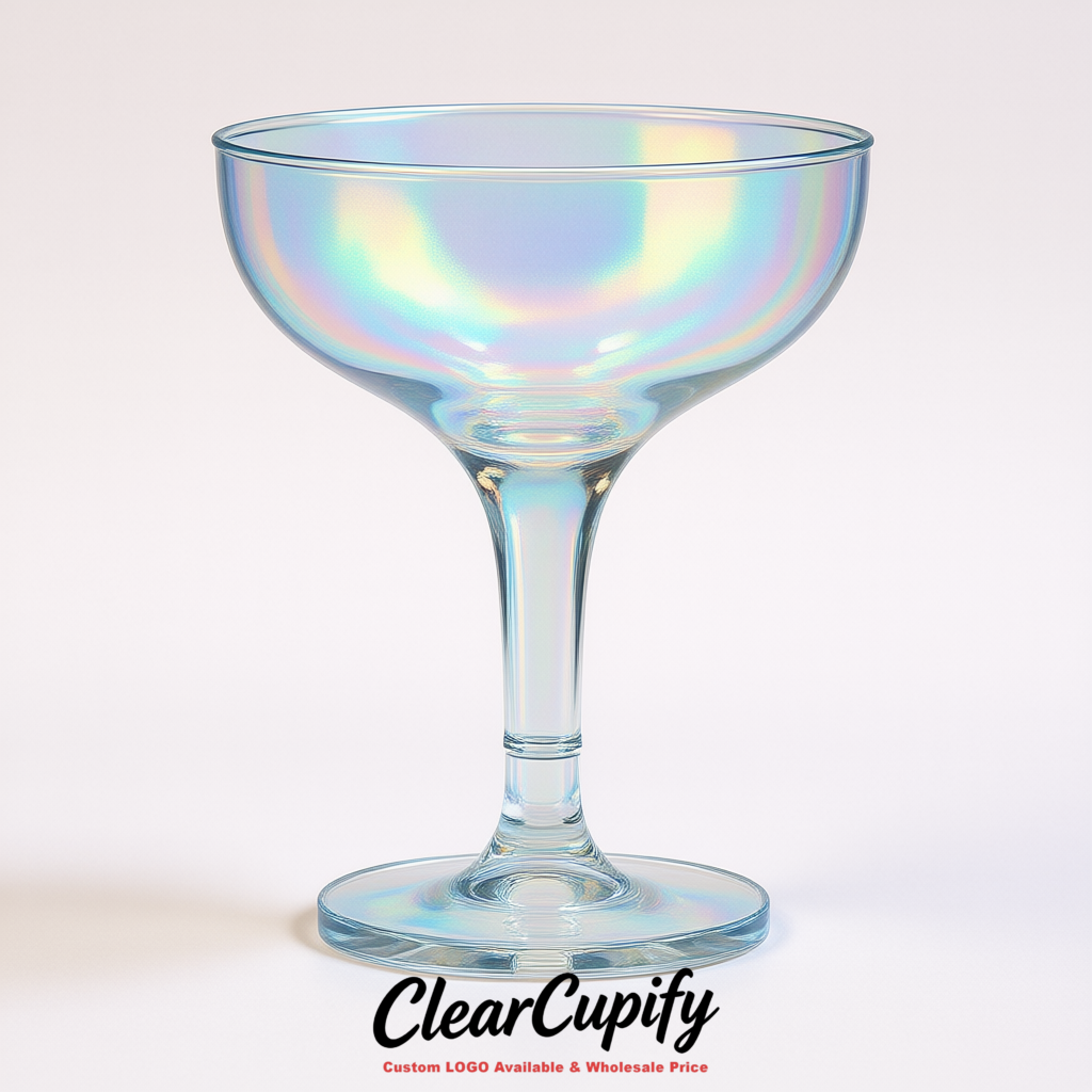 Holographic 5oz Stackable Plastic Martini Glasses 4.13x3.14 inches/10.5x8 cm For Champagne Tower