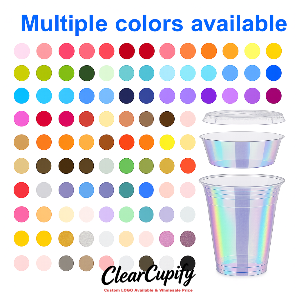 Holographic 12 oz Disposable Plastic Parfait Cups with Insert & Flat lids 3.85 x 2.1 x 4 inches