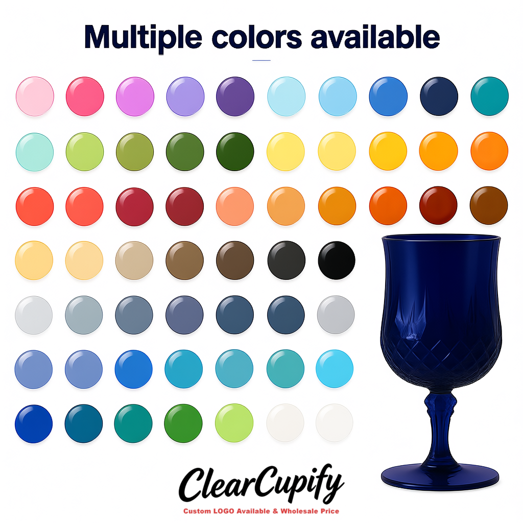 Indigo 7oz Acrylic Plastic Wine Goblets - 2.7 x 6.7 inches Party & Wedding Wine Glasses