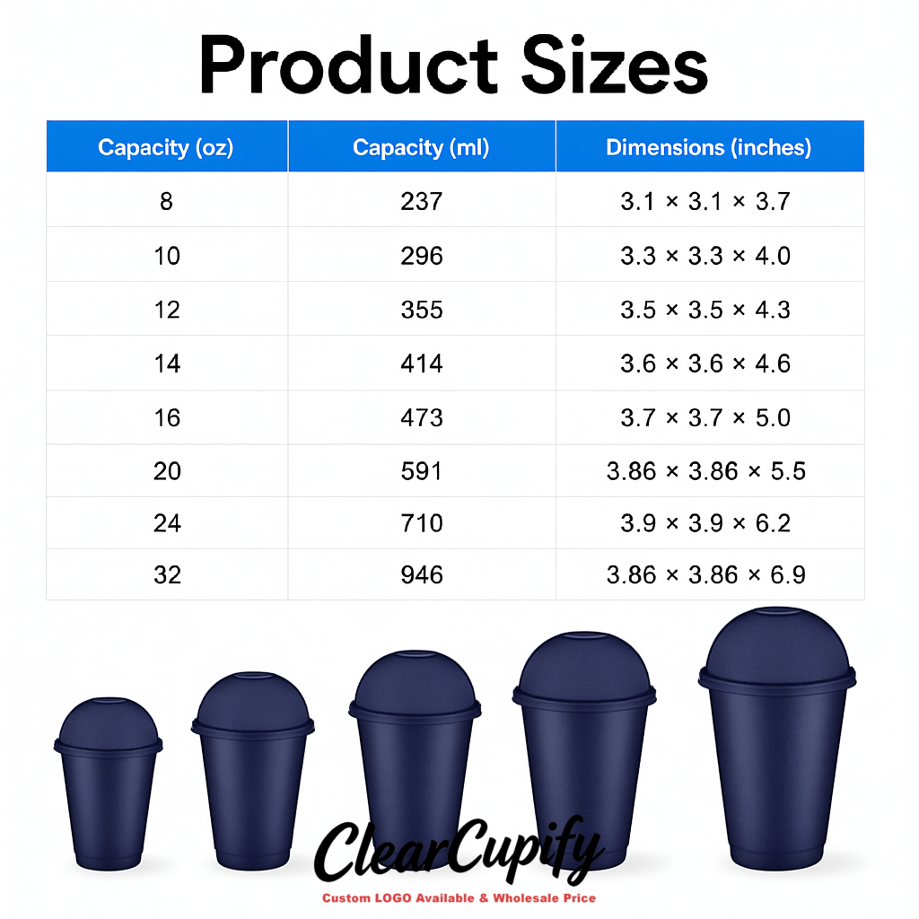 Indigo 16 oz Plastic Slushie Cups with Dome Lid & Detachable Spoon Straws for Milkshake, Boba, Smoothies, Iced Coffee