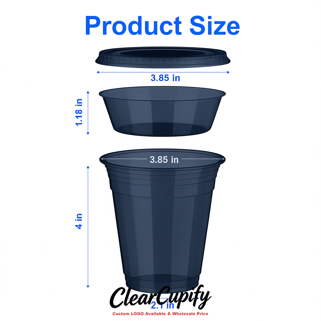 Indigo 12 oz Disposable Plastic Parfait Cups with Insert & Flat lids 3.85 x 2.1 x 4 inches