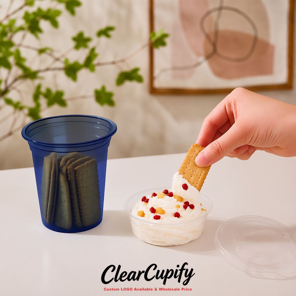 Indigo 12 oz Disposable Plastic Parfait Cups with Insert & Flat lids 3.85 x 2.1 x 4 inches