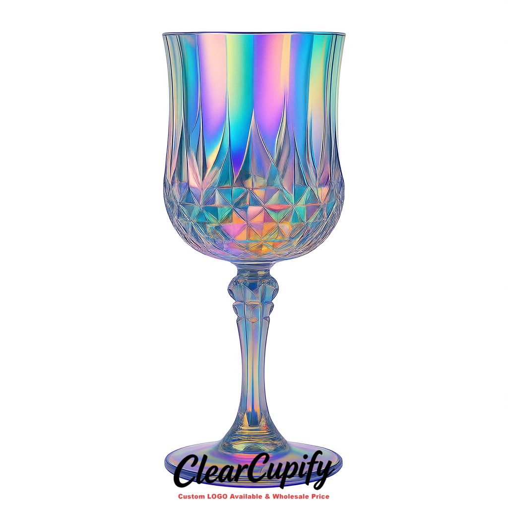 Iridescent 7oz Acrylic Plastic Wine Goblets - 2.7 x 6.7 inches Party & Wedding Wine Glasses