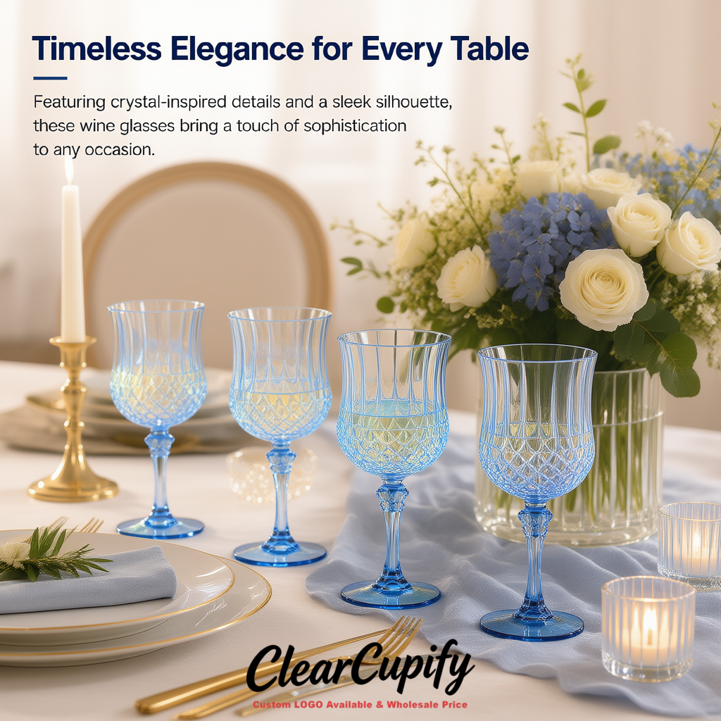 Iridescent 7oz Acrylic Plastic Wine Goblets - 2.7 x 6.7 inches Party & Wedding Wine Glasses
