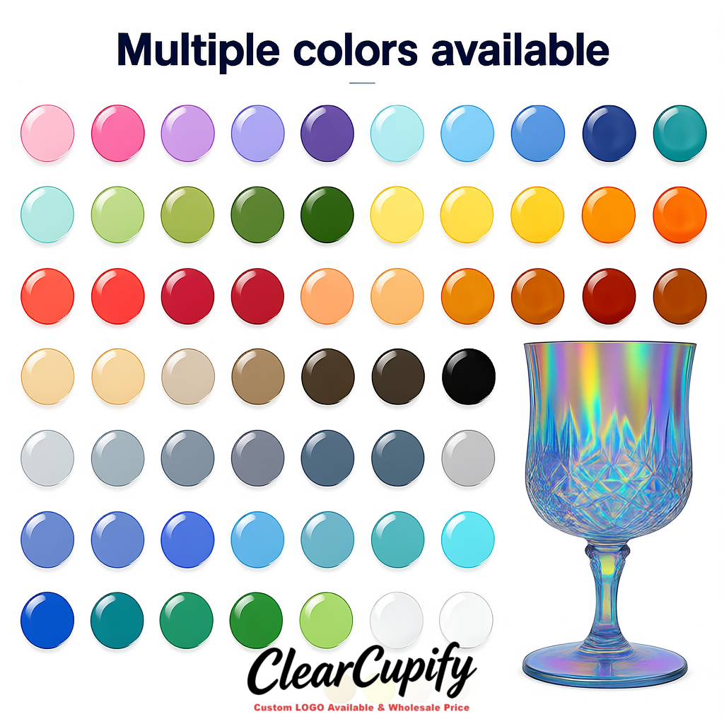 Iridescent 7oz Acrylic Plastic Wine Goblets - 2.7 x 6.7 inches Party & Wedding Wine Glasses