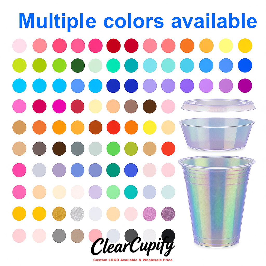Iridescent 12 oz Disposable Plastic Parfait Cups with Insert & Flat lids 3.85 x 2.1 x 4 inches