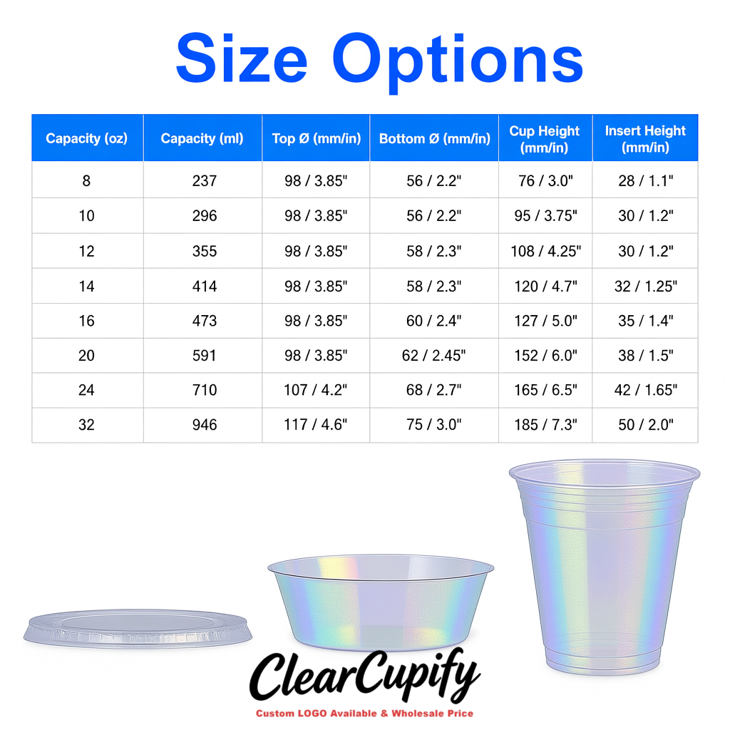 Iridescent 12 oz Disposable Plastic Parfait Cups with Insert & Flat lids 3.85 x 2.1 x 4 inches