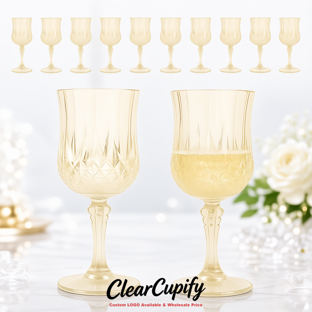 Ivory 7oz Acrylic Plastic Wine Goblets - 2.7 x 6.7 inches Party & Wedding Wine Glasses